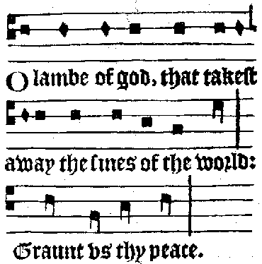 O lambe of god, that takest away the sines of the world: Graunt us thy peace.