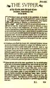 First page of the 1549 service of Holy Communioin