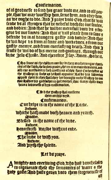 Page from the original 1549 Confirmation service