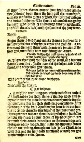 Page from the original 1549 Confirmation service