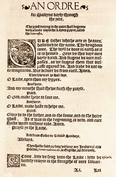 First page of Matins (Morning Prayer), from the 1549 BCP