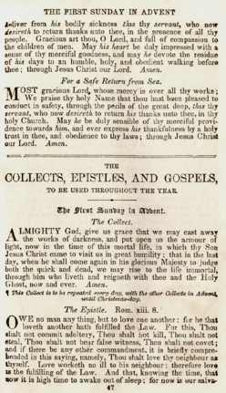 Readings for the First Sunday in Advent, from an 1865 copy