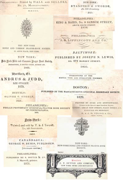 Collage of printers' colophons