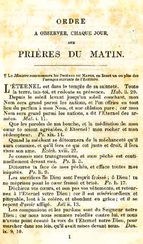 Title page of Morning Prayer, 1789 Book of Common Prayer in French
