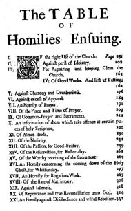Table of Contents for the Second Bpook of Homilies
