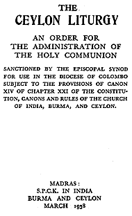 Title page, Ceylon Liturgy