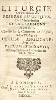 title page, French 1703 BCP