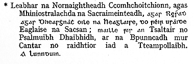 Text of title of 1712 BCP, in English & Irish type