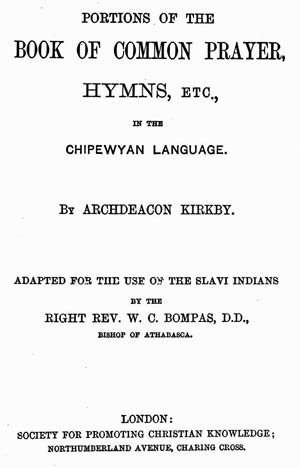 Title page, Slavey BCP