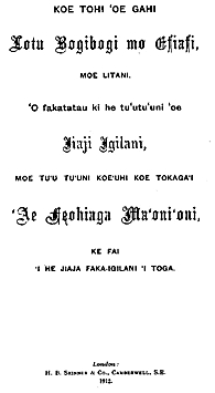 title page of Tongan BCP