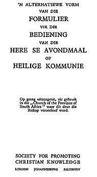 Title page, Afrikaans Communion